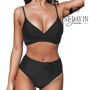 Cupshe Cross Front High Waist Bikini Swimsuit Size M